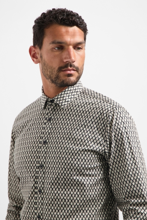 NO-EXCESS shirt stretch allover printed